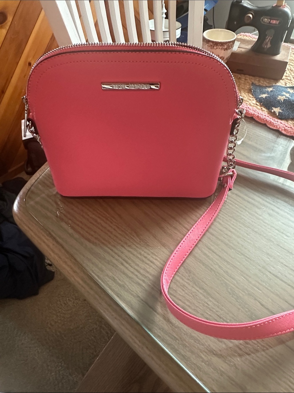 Steve Madden Pink Crossbody Bag with Chain Detail
